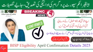 Benazir Income Support Payment (BISP) Eligibility April Confirmation Details 2025